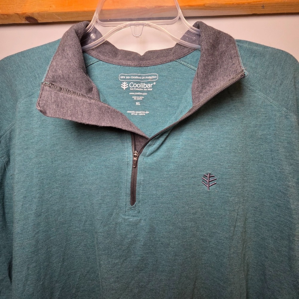 Coolibar Men's Quarter Zip Jacket UPF 50+ Size XL Blue Outdoors Sun Protection - Picture 2 of 11